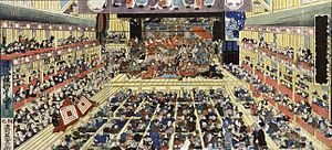Představení kabuki v roce 1858  