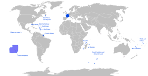 Mapa da França ultramarina.