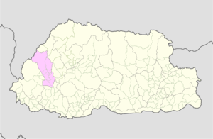 Ligging van het district Paro in Bhutan