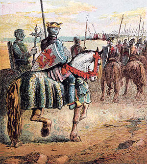 Hertog Robert Curthose met zijn leger op weg naar Palestina.  