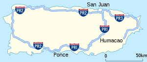 Carte des autoroutes interétatiques de Porto Rico