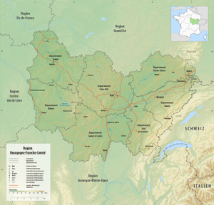 Mapa Bourgogne-Franche-Comté