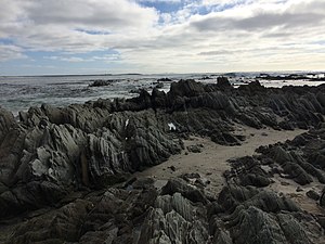 Pedras de xisto, praia de Kaingaroa