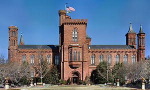 Het gebouw of "kasteel" van het Smithsonian Institution aan de National Mall dient als hoofdkwartier van het instituut.