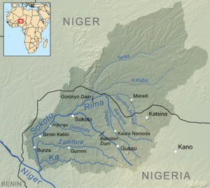 Einzugsgebiet des Flusses Sokoto. Das Projekt ist flussaufwärts von Birnin Kebbi bis Argungu geplant.