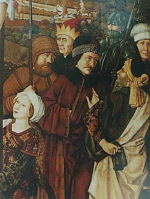 Vielleicht ist es Vlad der Pfähler, der hier in einem Bild als heidnischer Römer bei der Kreuzigung Jesu dargestellt ist