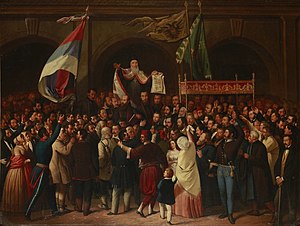 Painting of the Proclamation of Serbian Vojvodina by the National Assembly in 1848.