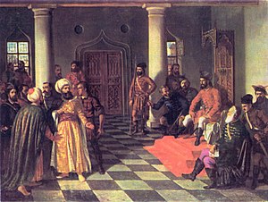 Vlad o Impaler e os Enviados Turcos , pintura de Theodor Aman