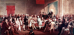 Underskrivelsen af forfatningen, et maleri af Thomas Prichard Rossiter (1818-1871)