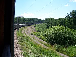 Transsib express train somewhere between Omsk and Novosibirsk.