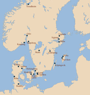 Vikingsteden in Scandinavië  