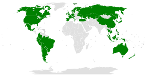 Kaart van de landen waar de film uitkwam (groen)