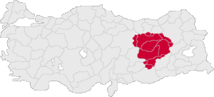 Zaza-meerderheid gebieden in Turkije.