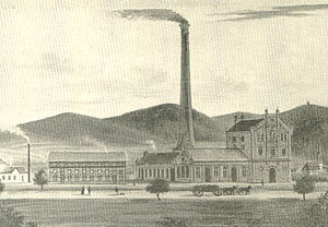 Nieuwe fabrieken, gebouwd tijdens de industrialisatie. Dit is een tekening gemaakt rond 1860