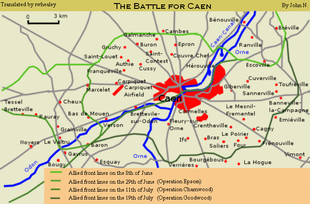Carte montrant les opérations à proximité de Caen