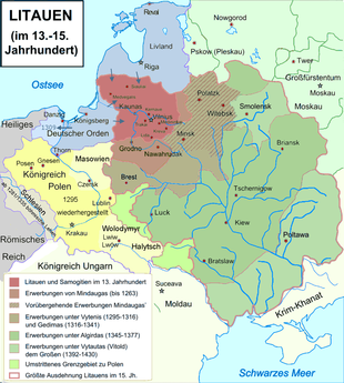Lithuania's expansion to the southeast under the Grand Dukes Mindaugas I. Vytenis, Algirdas and Vytautas - territorial development during the late Middle Ages