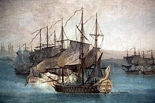 The departure of the French fleet for the invasion of Port Mahon on April 10, 1756, by Nicolas Ozanne