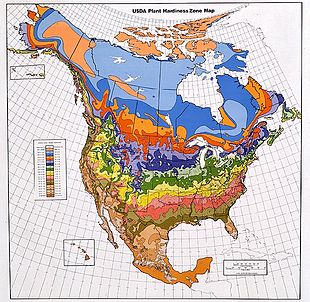 Hardiness zones of North America (extreme minimum temperature)