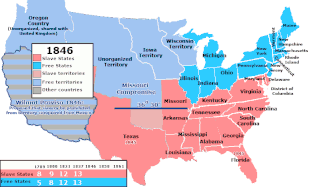 Los 15 estados esclavistas tuvieron Texas (1845) y Florida (1845), superando a los 14 estados libres, que ganaron Iowa (1846).  
