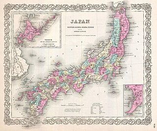 1855 kaart van de provincies van Japan  