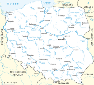 Location of the Vistula in the Polish water network