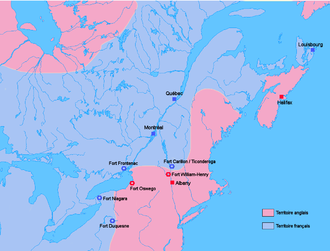 English and French territory in North America before the start of the war