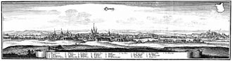 View of Chemnitz, copper engraving by Matthäus Merian the Elder in Topographia Germaniae, published 1650