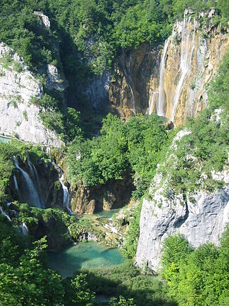 Karst waterfalls and lake landscape: Plitvice Lakes National Park (Croatia)