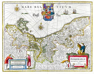 Historical map of the Duchy of Pomerania from the 17th century