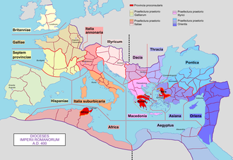 The administrative division of the Imperium Romanum around 400