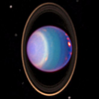 Uranus with its rings (Hubble Space Telescope, 1998)