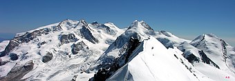 Monte Rosa massif with the highest mountain of Piedmont