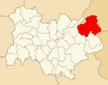 Okrožja regije Haute-Savoie, rdeče barve, v regiji Auvergne-Rhône-Alpes