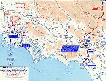 Strijdkrachten bij Anzio en Cassino januari/februari 1944
