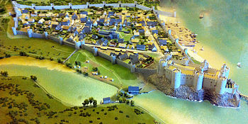 1300年代のコンウィ城の模型。