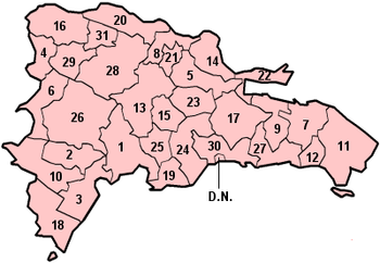 Dominikaani Vabariigi provintside kaart