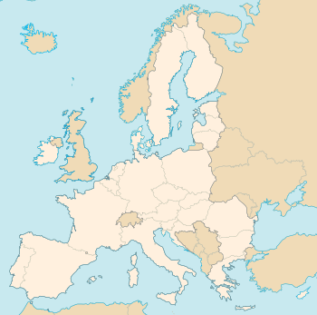 Gli Stati membri dell'Unione Europea evidenziati in marrone chiaro.