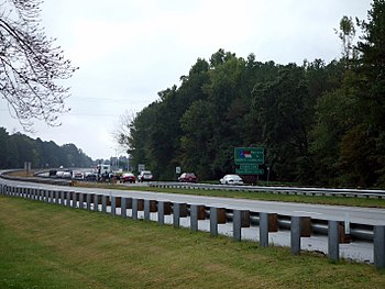 Interstate 95 vid gränsen mellan North Carolina och Virginia.  