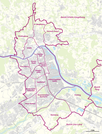 Map of the Linz districts