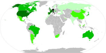 Ta mapa pokazuje liczbę wyścigów Mistrzostw Świata Formuły 1 organizowanych przez poszczególne kraje. Pokazany jest również faktyczny status terytoriów.
