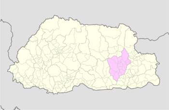 Ligging van het district Mongar in Bhutan