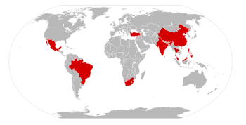 Países recém-industrializados a partir de 2010.