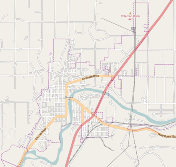 Map of Omak city limits (purple)