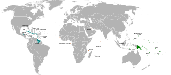 Mapa malých ostrovních rozvojových států.  
