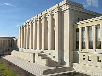 Palais des Nations, headquarters of the UN in Geneva. As the largest international organization, the UN is a center of contemporary diplomacy.