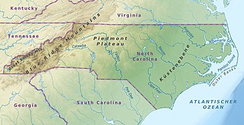 Topographic Map of North Carolina