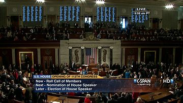 Zahájení 112. zasedání Kongresu, Sněmovna reprezentantů, 5. ledna 2011