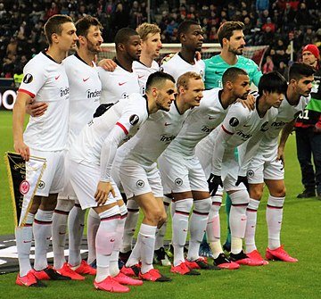 Frankfurt team before a Europa League match against FC Salzburg on February 28, 2020.