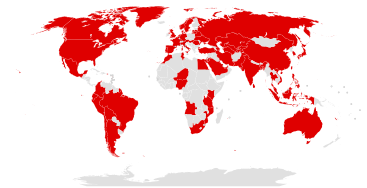 Maat, jotka saivat tartunnan hyökkäyksen ensimmäisten tuntien aikana.  