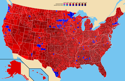 Resultados das eleições por condado.     Richard Nixon George McGovern
